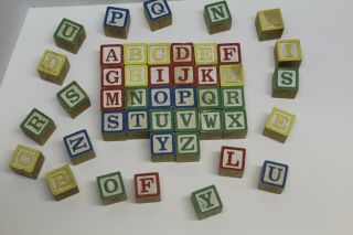 Vintage Wood Blocks 45 Alphabet Craft Collectors Play