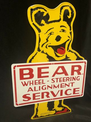 Vintage Bear Alignment Double Sided Porcelain Sign Marked “rock Island 55”