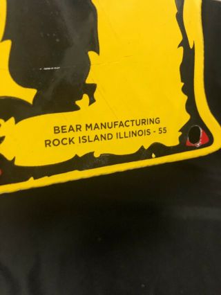 Vintage BEAR ALIGNMENT DOUBLE SIDED PORCELAIN SIGN Marked “rock Island 55” 4
