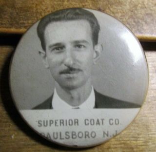 Superior Coat Co Paulsboro Nj Employee Photo Id Celluloid Pin Or Badge Ww2 Era