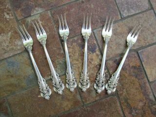Vintage (6) Sterling Flatware; Wallace Grande Baroque,  Seafood Forks; 149 Gtw