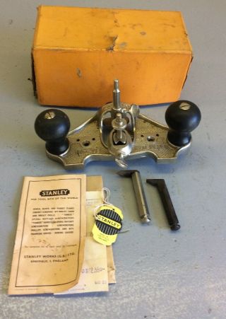 Vintage Stanley No.  71 Router Plan W/ Box & Cutters Antique Wood Tool