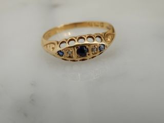 A Stunning 18 Ct Gold Antique Art Deco Sapphire And Diamond Five Stone Ring