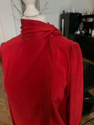 Saint Laurent vintage,  silk crepe,  red scarf blouse,  size FR44 8