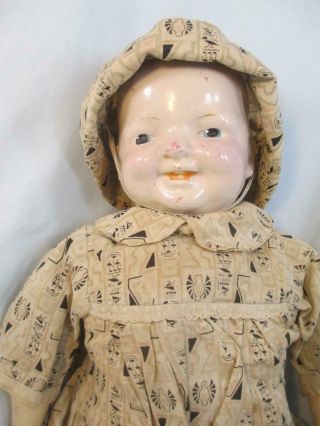 Vintage 16 " Composition Doll Ideal 1916 Baby Bi - Face Flange Head Two Faces