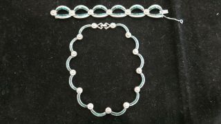 2 Pc Vintage Joseph Mazer Rhinestone Necklace & Bracelet