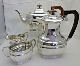 Vintage Silver Plate 4 Piece Tea Service Tea Pot Coffee Pot Sugar & Cream
