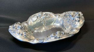 Antique Watson Sterling Silver Repousse Flowers Nut Bowl