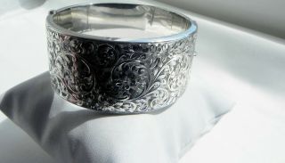 Impressive✨ Vtg 48g Sterling Silver 925 Fully Hm Signed S&p Etched Cuff Bracelet