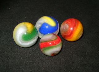 Vintage Akro Agate Co.  Popeye Marble Grouping (4)