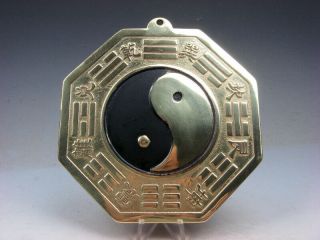 Brass Chinese Feng - Shui Bagua Mirror Ying - Yang Symbol Chi Evil Blocker 03041905