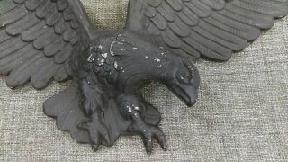 VTG 70 ' s Cast Iron,  Antique Brass Finish,  American Eagle Wall Plaque 23 