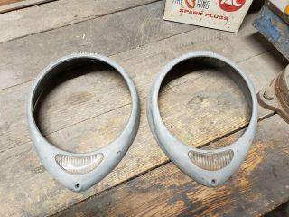 Vintage Ford Headlight Bezels Ring 1937 1938 1939 1940 With Glass Lens 8231 - A
