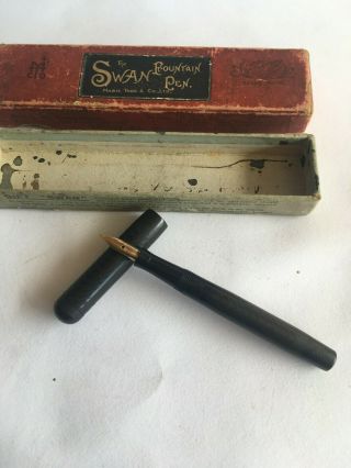 Un - Common English Vintage Mabie Todd Swan Short Vesta Saftey Screw Cap Pen