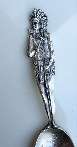 Vintage Sterling Silver Kansas City Mo Souvenir Spoon Native American Indian