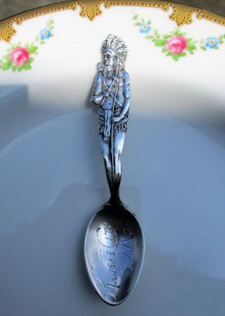 Vintage Sterling Silver KANSAS CITY MO Souvenir Spoon NATIVE AMERICAN INDIAN 2