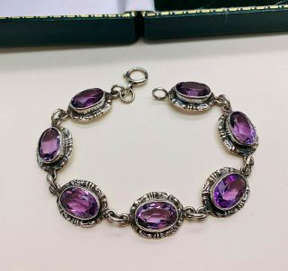 Vintage Jewellery Sterling Silver Amethyst Gemstone Bracelet