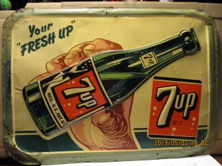 Vintage 7 Up Metal Sign 1940 