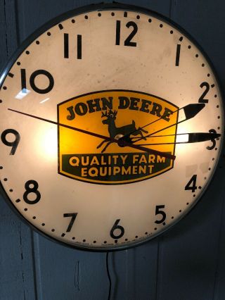 Vintage Advertising JOHN DEERE Dealer Lighted Pam ELECTRIC WALL CLOCK 1950 ' s 3