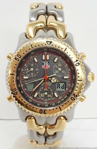 Vintage Tag Heuer Cg1122 - 0 Sel Chronograph Date Two Tone Steel Link Mens Watch
