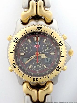 Vintage Tag Heuer CG1122 - 0 SEL Chronograph Date Two Tone Steel Link Mens Watch 2