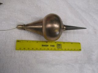Vintage Large Brass Plumb Bob 3 Lbs.  9.  6 Ounce With 20,  Feet Of Line