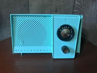 Vintage Mid Century 1956 Aqua Blue Westinghouse Radio Model H742t4