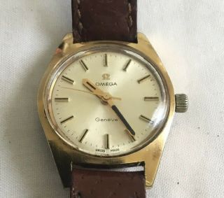 Vintage Ladies Omega Geneve Gold Plated Wrist Watch Cal630manual Wind For Repair