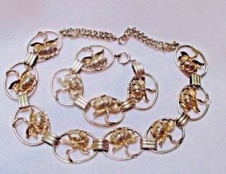 Danecraft? Vintage Sterling Silver Water Lily Choker Necklace & Bracelet Set