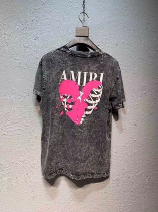 Falectoin 19ss Ami Lovers Skull Heart Print Washed Vintage Cotton Tshirt