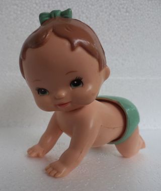Vintage 1977 Tomy Wind Up Crawling Baby Hard Plastic Toy Great
