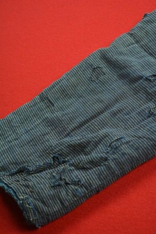 XD44/860 Vintage Japanese Kimono Cotton Antique Boro NORAGI Indigo Blue SHIMA 3