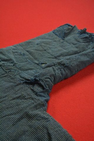 XD44/860 Vintage Japanese Kimono Cotton Antique Boro NORAGI Indigo Blue SHIMA 5