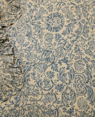 Vtg Rare Ralph Lauren Donovan Damask Comforter Shams Set Full Queen Blue Linen 3