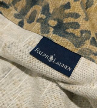 Vtg Rare Ralph Lauren Donovan Damask Comforter Shams Set Full Queen Blue Linen 5
