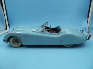 Vintage Doepke Model Toys Blue Jagaur Xk120 Lge.  Pressed Steel Sportscar 17 In
