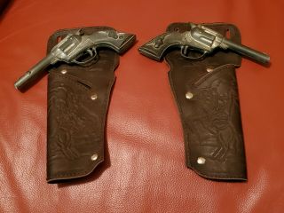 Two Hubley Tex Diecast Cap All Metal Long Vintage With Holsters Read Desc