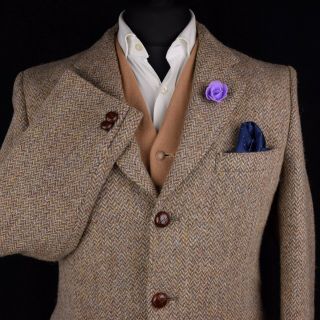 Vtg Harris Tweed Tailored Country Hacking Jacket 38 " 150 Stunning Cloth