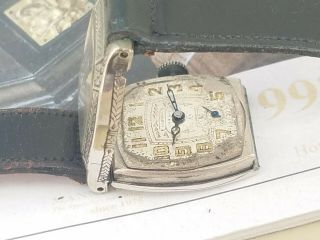 EJ4: RARE 1920s VINTAGE ULTRA ART DECO CHASED MENS FANCY DIAL & CASE WATCH 7