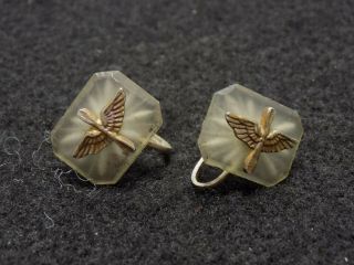 Wwii Us Army Sterling Sweetheart Jewelry Usaaf Lucite Earrings