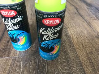 NOS Vintage Krylon Kalifornia Kolors Spray Paint Yuba Yellow 2 Cans 3