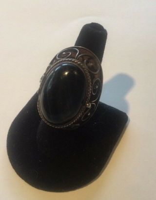 Vintage Huge Signed Taxco Mexico Sterling Silver Poison Locket Ring Adjustable