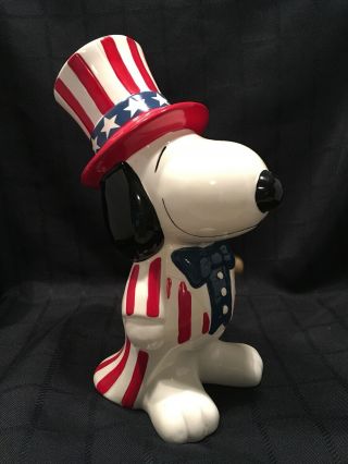 Vintage Peanuts Snoopy Uncle Sam Coin Bank 11” Tall Ufs