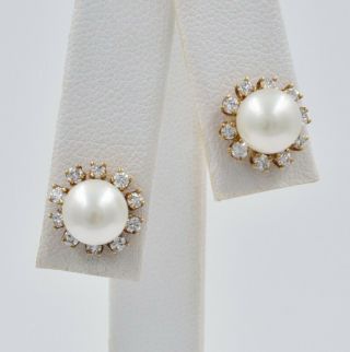 Vintage Estate Diamond Earring Jackets,  14k Yellow Gold,  0.  48 Tw
