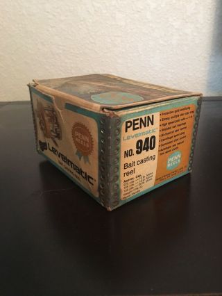 Vintage Penn 940 Levelmatic Ball Bearings Fishing Reel Fine Nr
