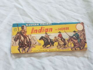 Vintage 1950s Marx Indian & Horse Western Bag Playset Figure Bag Card Unpunched