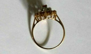 VINTAGE 9CT GOLD RING.  RUBIES & DIAMONDS CLUSTER.  SIZE J 1/2. 4