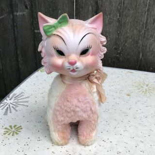 Vintage My Toy Rubber Face Cat Plushie Toy Stuffed Animal Rushton Style Kitten