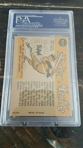 1960 Topps Mickey Mantle All Star 563 PSA 3 Vintage Baseball Card 2