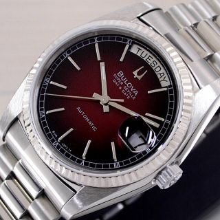 Vintage Bulova Seville Automatic Red Gradation Dial Day&date Men 